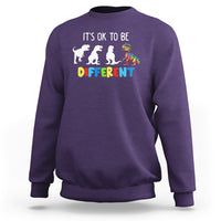 Autism Awareness Sweatshirt It's Ok To Be Different Puzzle Dinosaur - Wonder Print Shop
