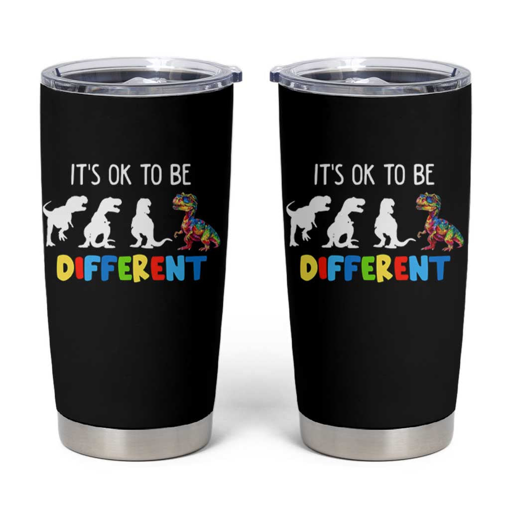 Autism Awareness Tumbler Cup It's Ok To Be Different Puzzle Dinosaur