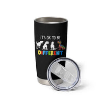 Autism Awareness Tumbler Cup It's Ok To Be Different Puzzle Dinosaur