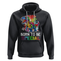 Autism Awareness Hoodie Born To Be Special Rainbow Puzzle Dinosaur - Wonder Print Shop