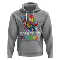 Autism Awareness Hoodie Born To Be Special Rainbow Puzzle Dinosaur - Wonder Print Shop