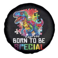 Autism Awareness Spare Tire Cover Born To Be Special Rainbow Puzzle Dinosaur
