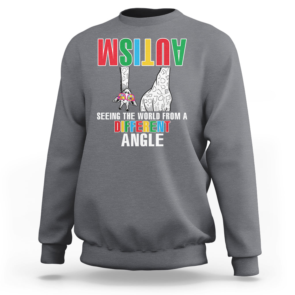 Giraffe Autism Seeing World Different Angle Sweatshirt - Wonder Print Shop