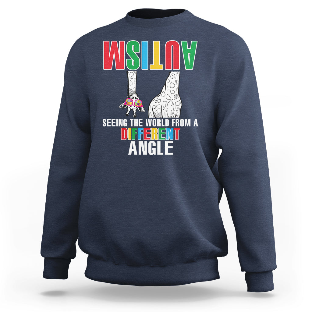 Giraffe Autism Seeing World Different Angle Sweatshirt - Wonder Print Shop