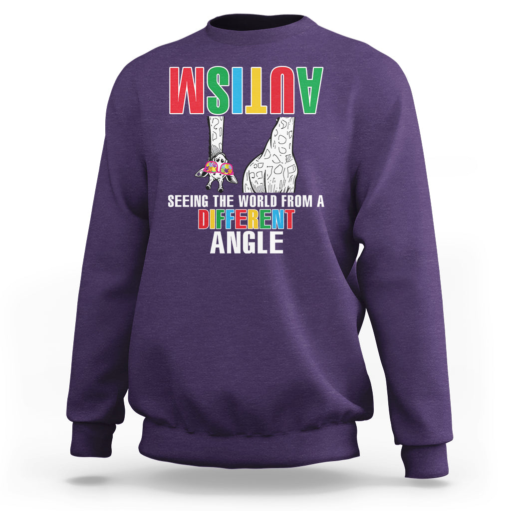 Giraffe Autism Seeing World Different Angle Sweatshirt - Wonder Print Shop