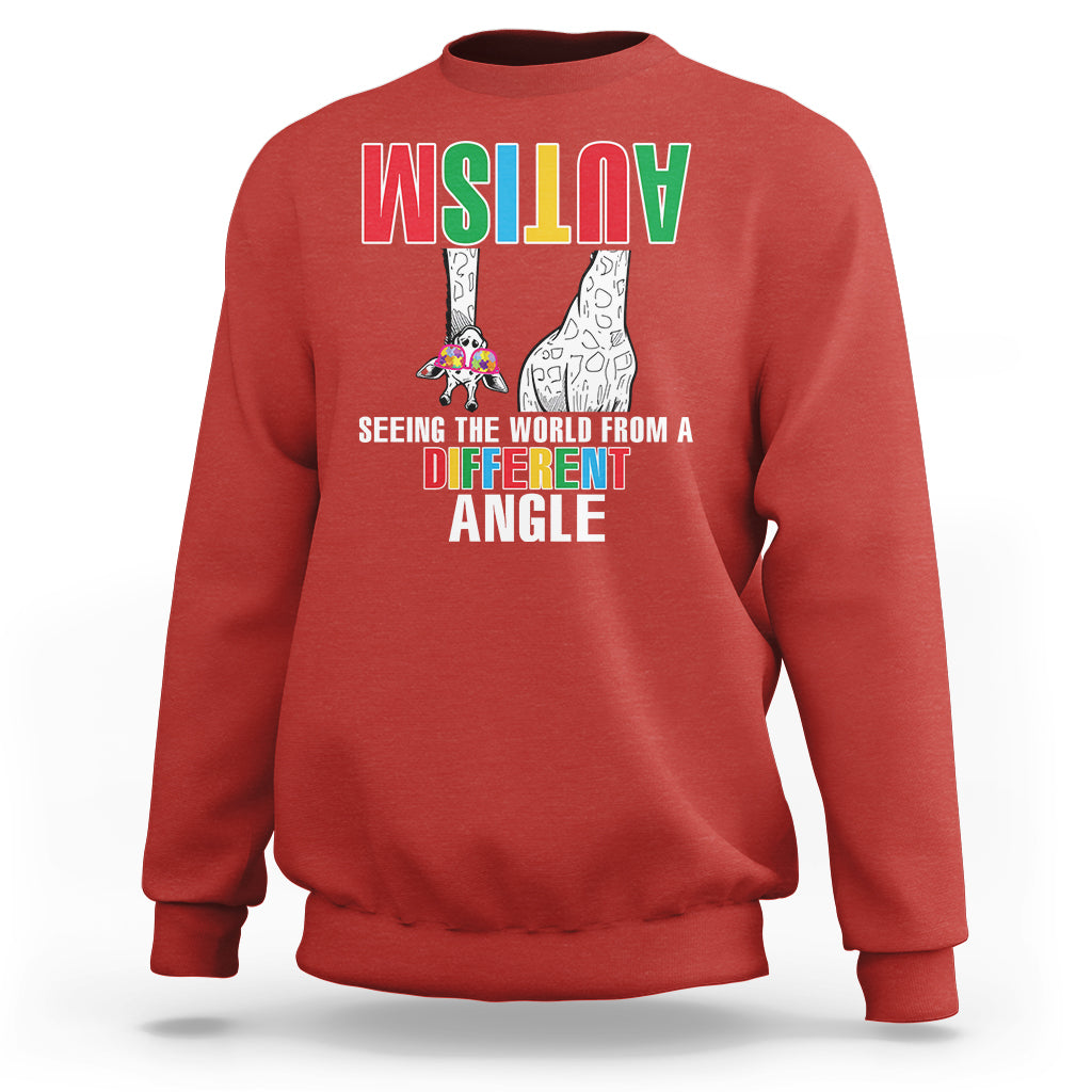 Giraffe Autism Seeing World Different Angle Sweatshirt - Wonder Print Shop