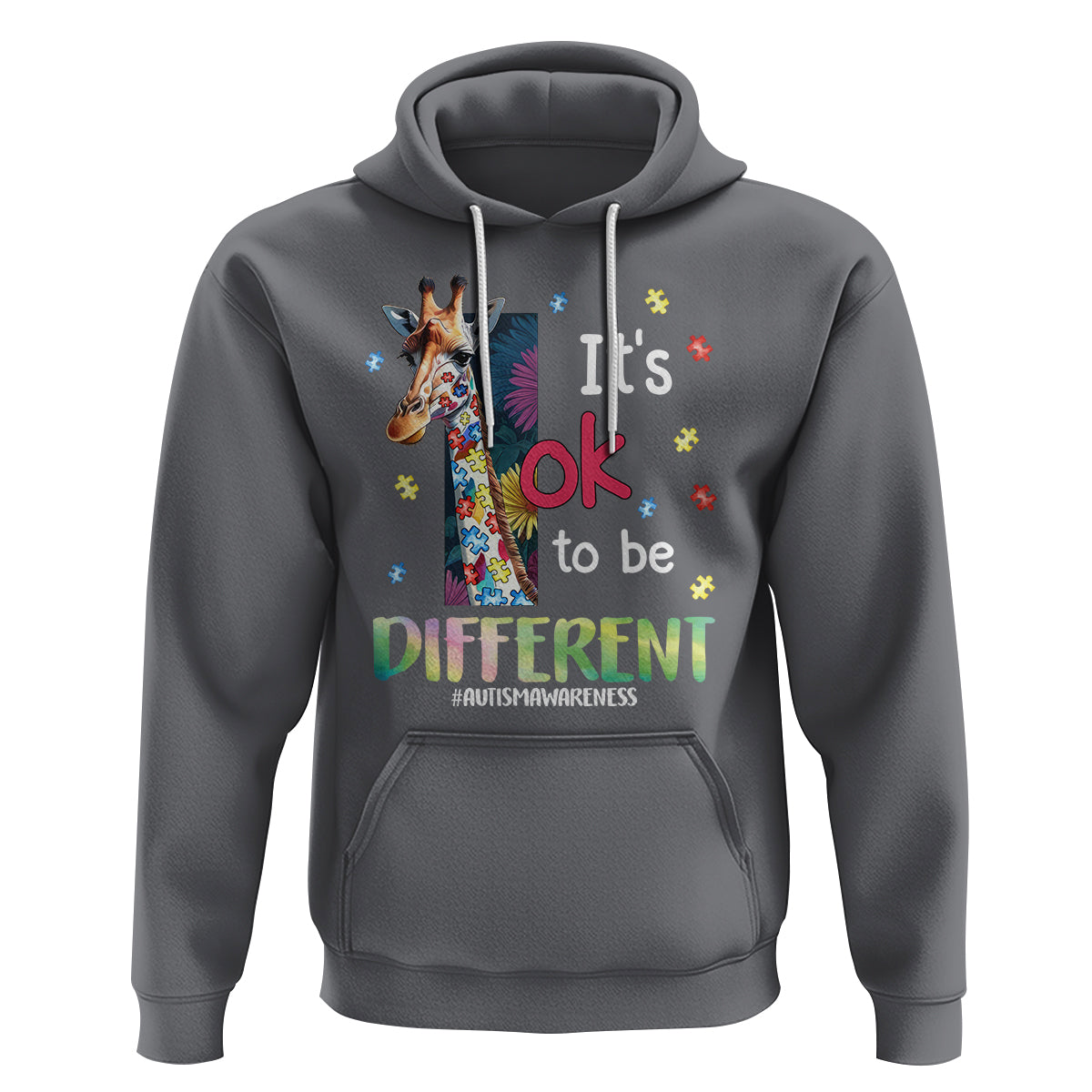 Autism Awareness Hoodie It's Ok To Be Different Puzzle Giraffe - Wonder Print Shop
