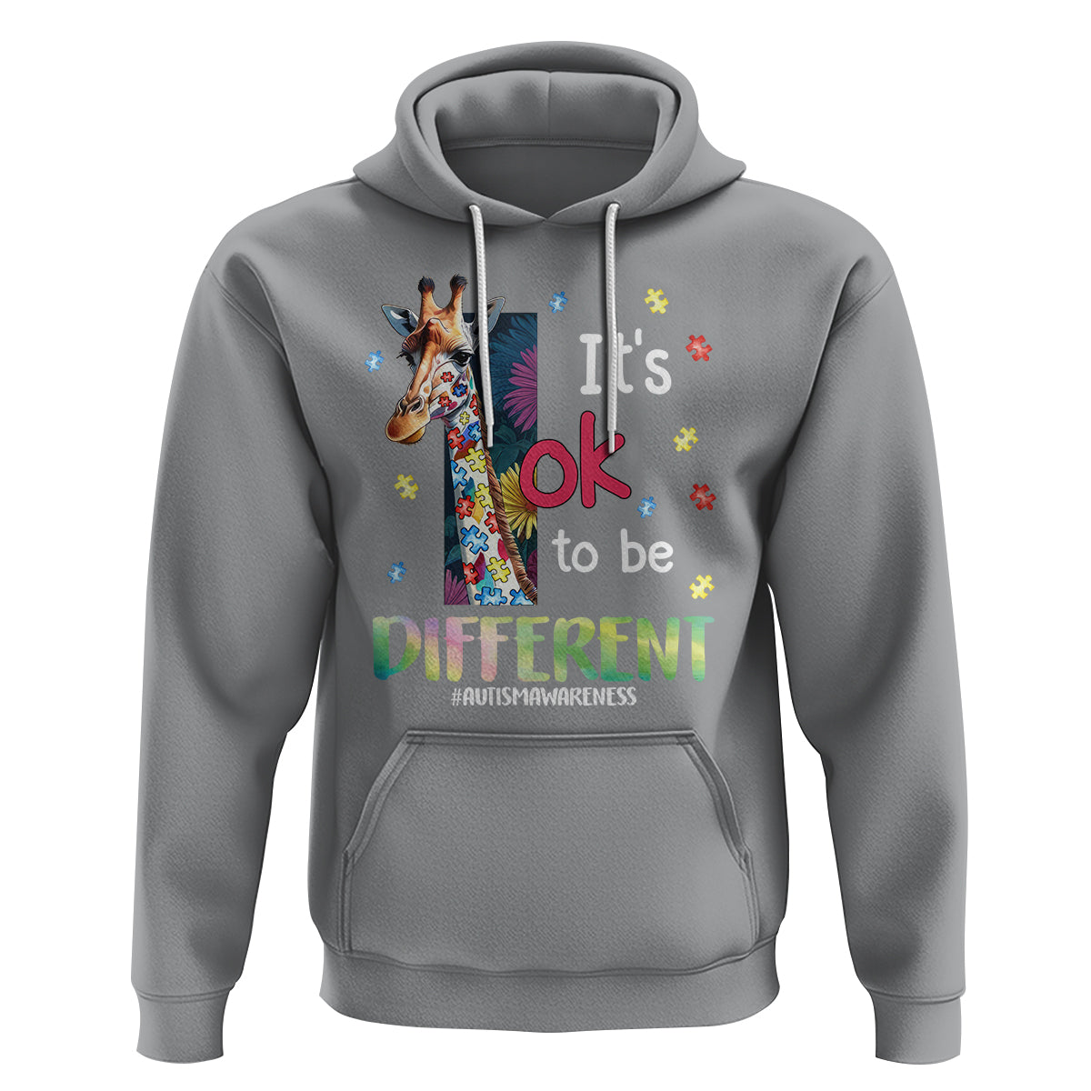 Autism Awareness Hoodie It's Ok To Be Different Puzzle Giraffe - Wonder Print Shop