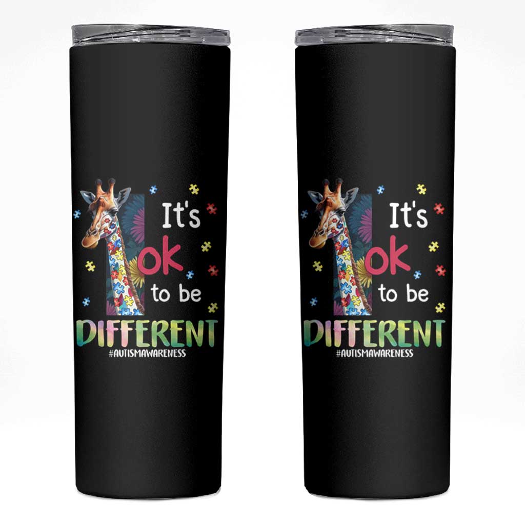 Autism Awareness Skinny Tumbler It's Ok To Be Different Puzzle Giraffe