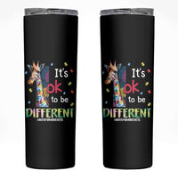 Autism Awareness Skinny Tumbler It's Ok To Be Different Puzzle Giraffe