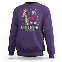 Autism Awareness Sweatshirt It's Ok To Be Different Puzzle Giraffe - Wonder Print Shop