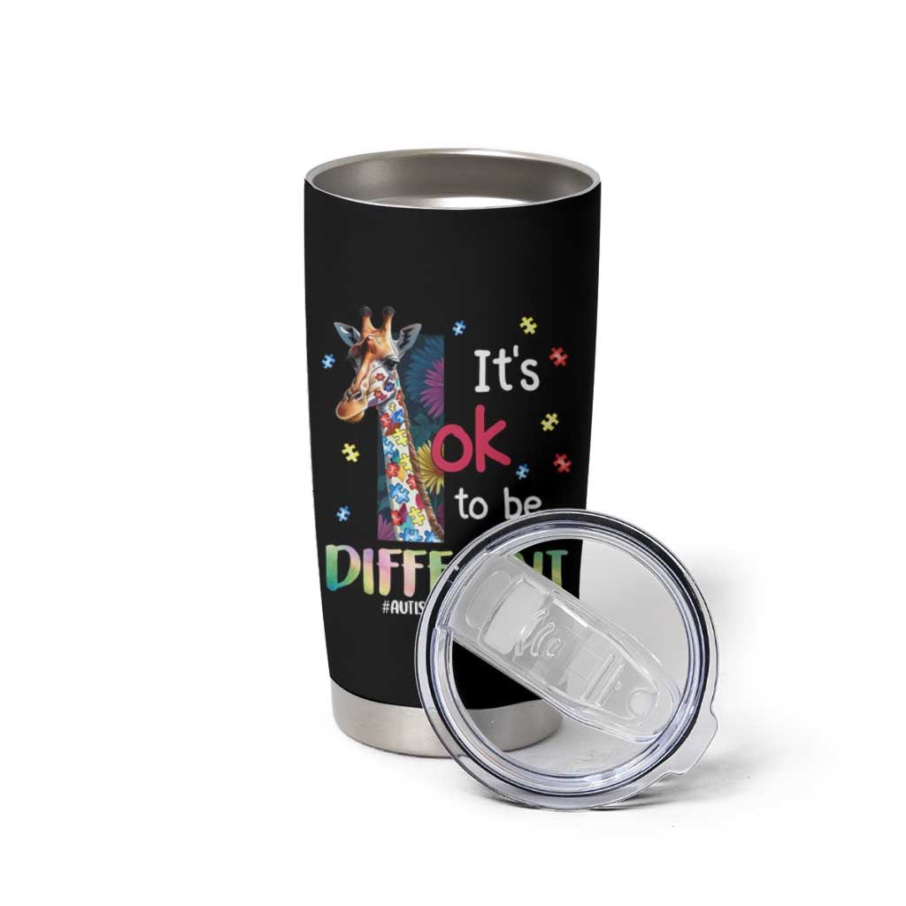 Autism Awareness Tumbler Cup It's Ok To Be Different Puzzle Giraffe