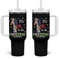 Autism Awareness Tumbler With Handle It's Ok To Be Different Puzzle Giraffe
