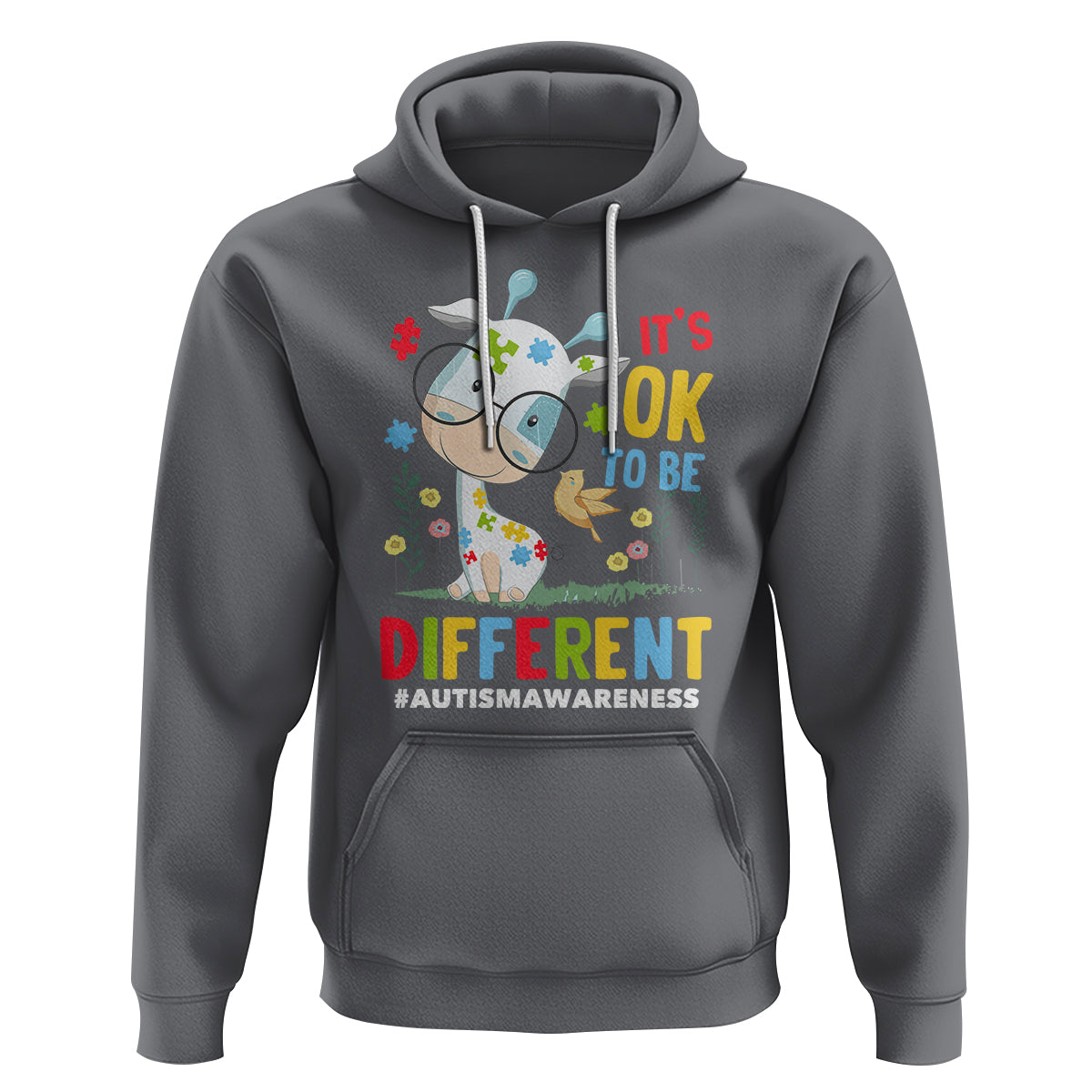 Autism Awareness Hoodie It's Ok To Be Different Cute Puzzle Giraffe - Wonder Print Shop
