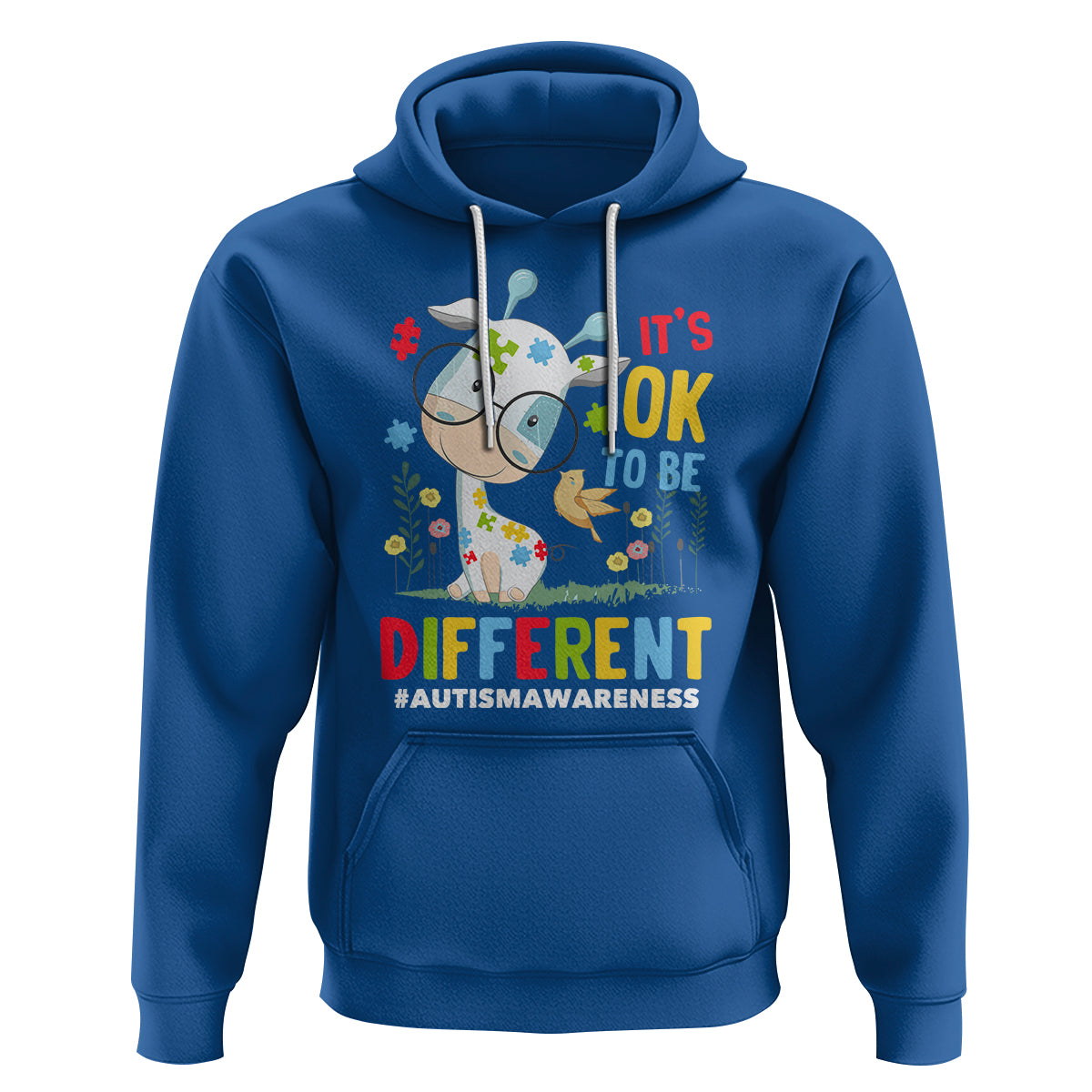 Autism Awareness Hoodie It's Ok To Be Different Cute Puzzle Giraffe - Wonder Print Shop