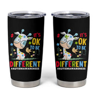 Autism Awareness Tumbler Cup It's Ok To Be Different Cute Puzzle Giraffe
