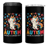 Autism Awareness 4 in 1 Can Cooler Tumbler Puzzle Unicorn Dancing To A Different Beat