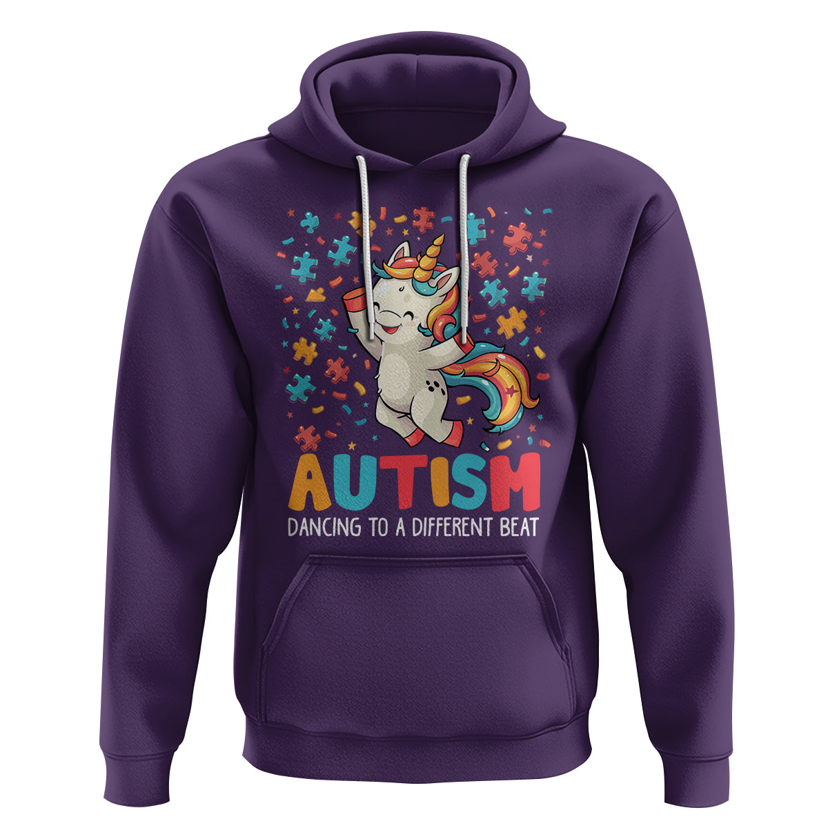 Autism Awareness Hoodie Puzzle Unicorn Dancing To A Different Beat - Wonder Print Shop