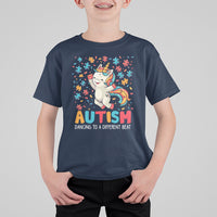 Autism Awareness T Shirt For Kid Puzzle Unicorn Dancing To A Different Beat - Wonder Print Shop
