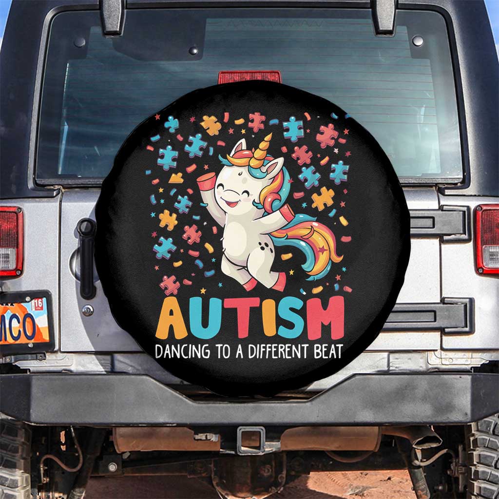 Autism Awareness Spare Tire Cover Puzzle Unicorn Dancing To A Different Beat