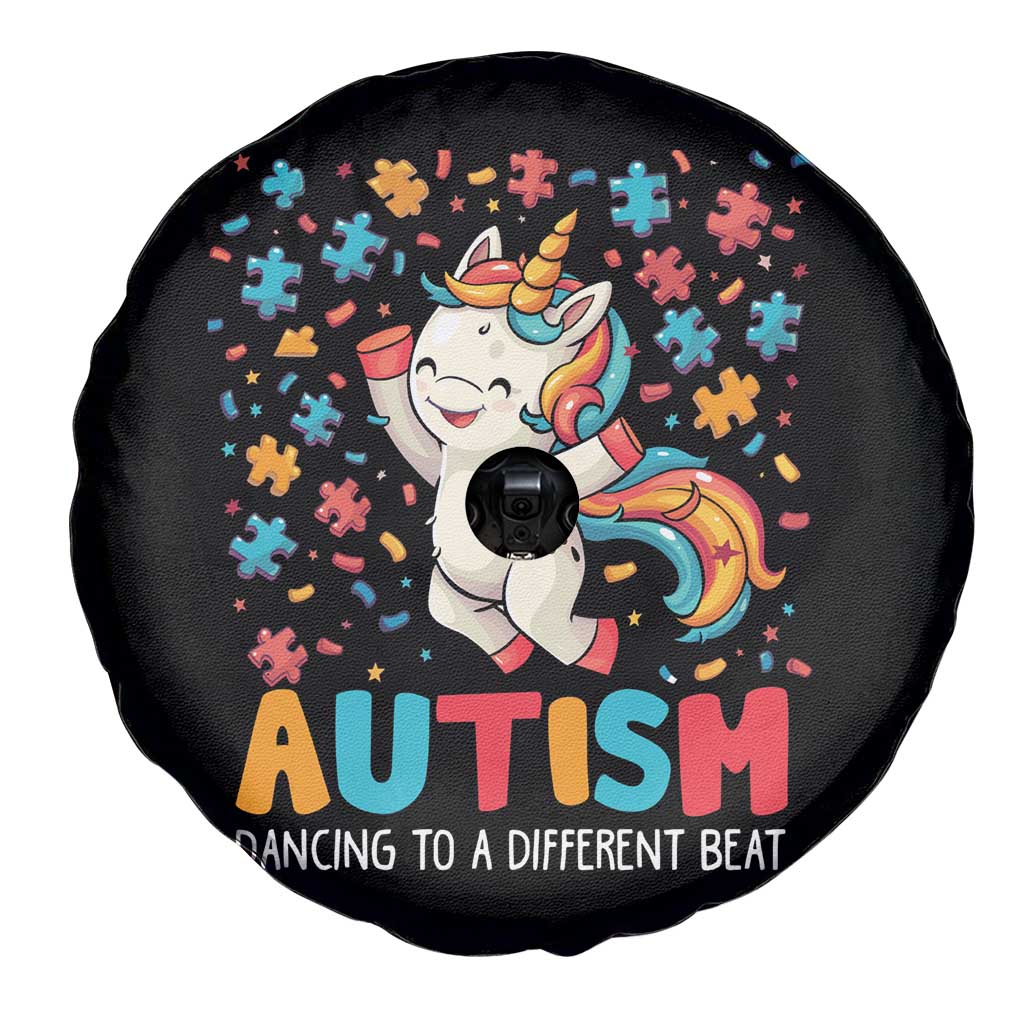 Autism Awareness Spare Tire Cover Puzzle Unicorn Dancing To A Different Beat