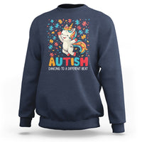 Autism Awareness Sweatshirt Puzzle Unicorn Dancing To A Different Beat - Wonder Print Shop