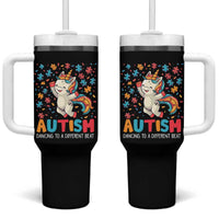 Autism Awareness Tumbler With Handle Puzzle Unicorn Dancing To A Different Beat