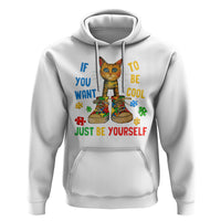 Autism Awareness Hoodie Funny Cat If You Want To Be Cool Just Be Yourself Puzzle Shoe - Wonder Print Shop