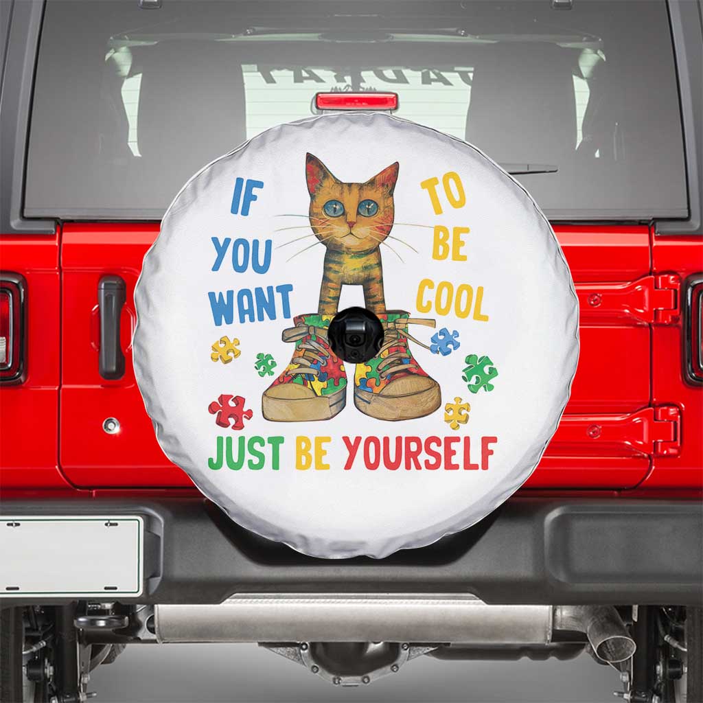 Autism Awareness Spare Tire Cover Funny Cat If You Want To Be Cool Just Be Yourself Puzzle Shoe