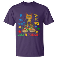 Autism Awareness T Shirt Funny Cat If You Want To Be Cool Just Be Yourself Puzzle Shoe - Wonder Print Shop