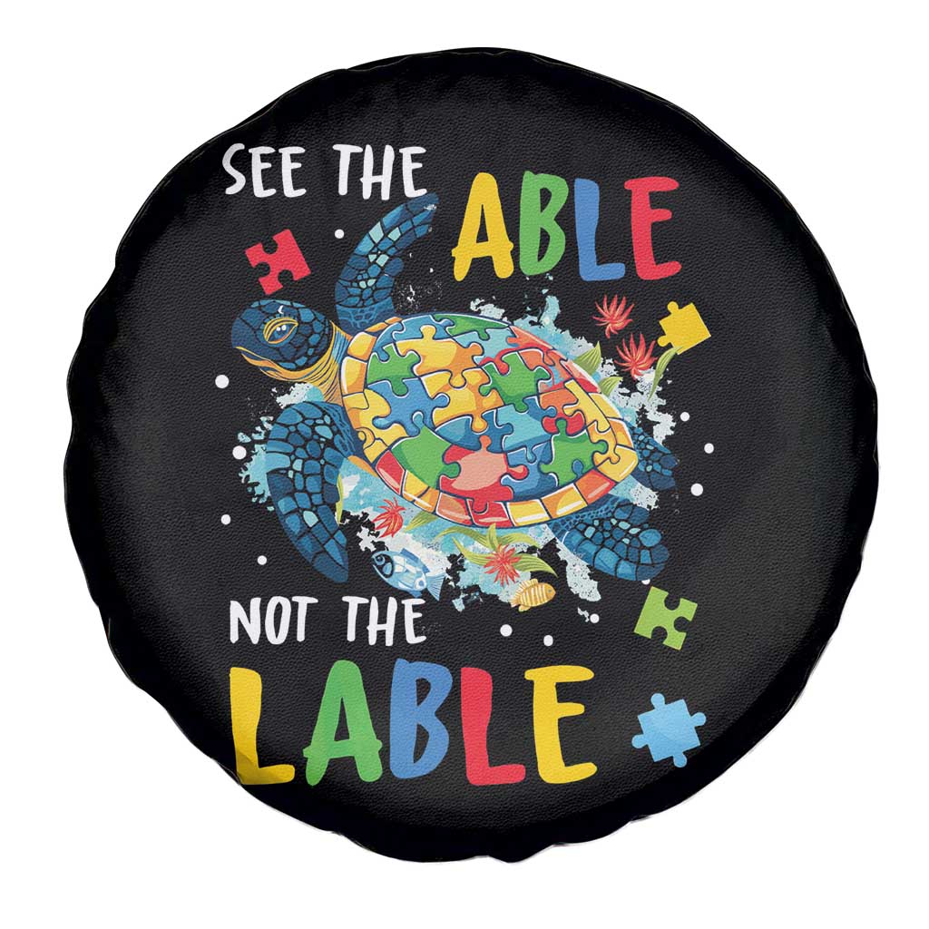 Autism Awareness Spare Tire Cover See The Able Not The Label Puzzle Sea Turtle