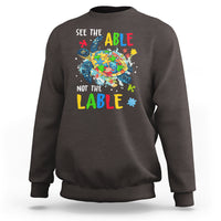 Autism Awareness Sweatshirt See The Able Not The Label Puzzle Sea Turtle - Wonder Print Shop