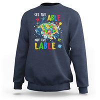 Autism Awareness Sweatshirt See The Able Not The Label Puzzle Sea Turtle - Wonder Print Shop