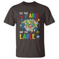 Autism Awareness T Shirt See The Able Not The Label Puzzle Sea Turtle - Wonder Print Shop