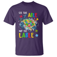 Autism Awareness T Shirt See The Able Not The Label Puzzle Sea Turtle - Wonder Print Shop