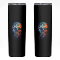 Autism Awareness Cool Puzzle Skull Skinny Tumbler