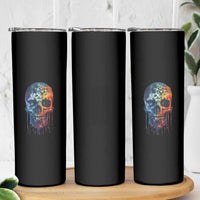 Autism Awareness Cool Puzzle Skull Skinny Tumbler