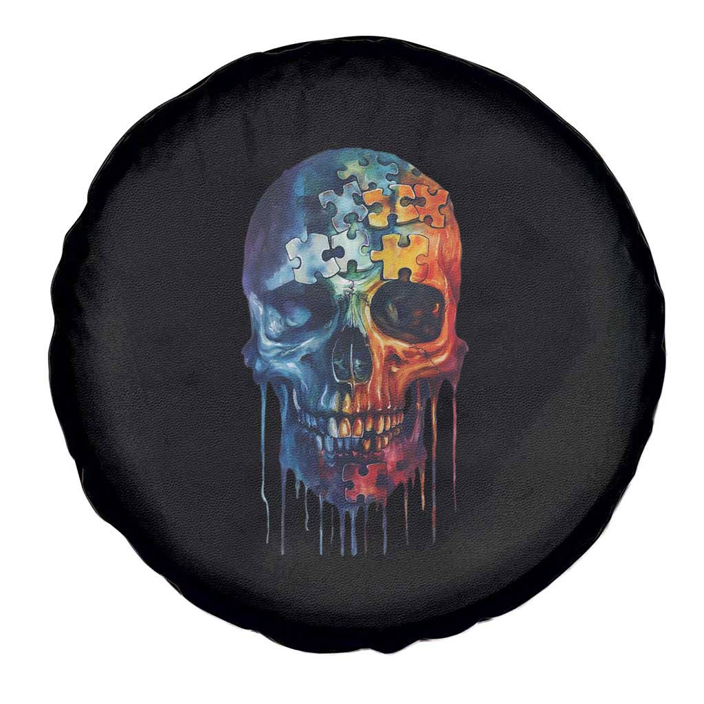 Autism Awareness Cool Puzzle Skull Spare Tire Cover