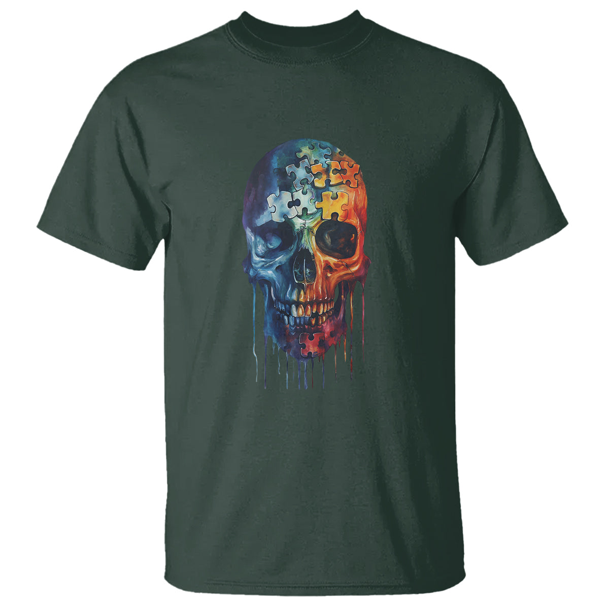 Autism Awareness Cool Puzzle Skull T Shirt - Wonder Print Shop