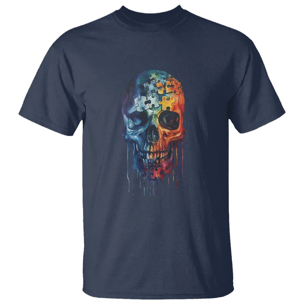 Autism Awareness Cool Puzzle Skull T Shirt - Wonder Print Shop