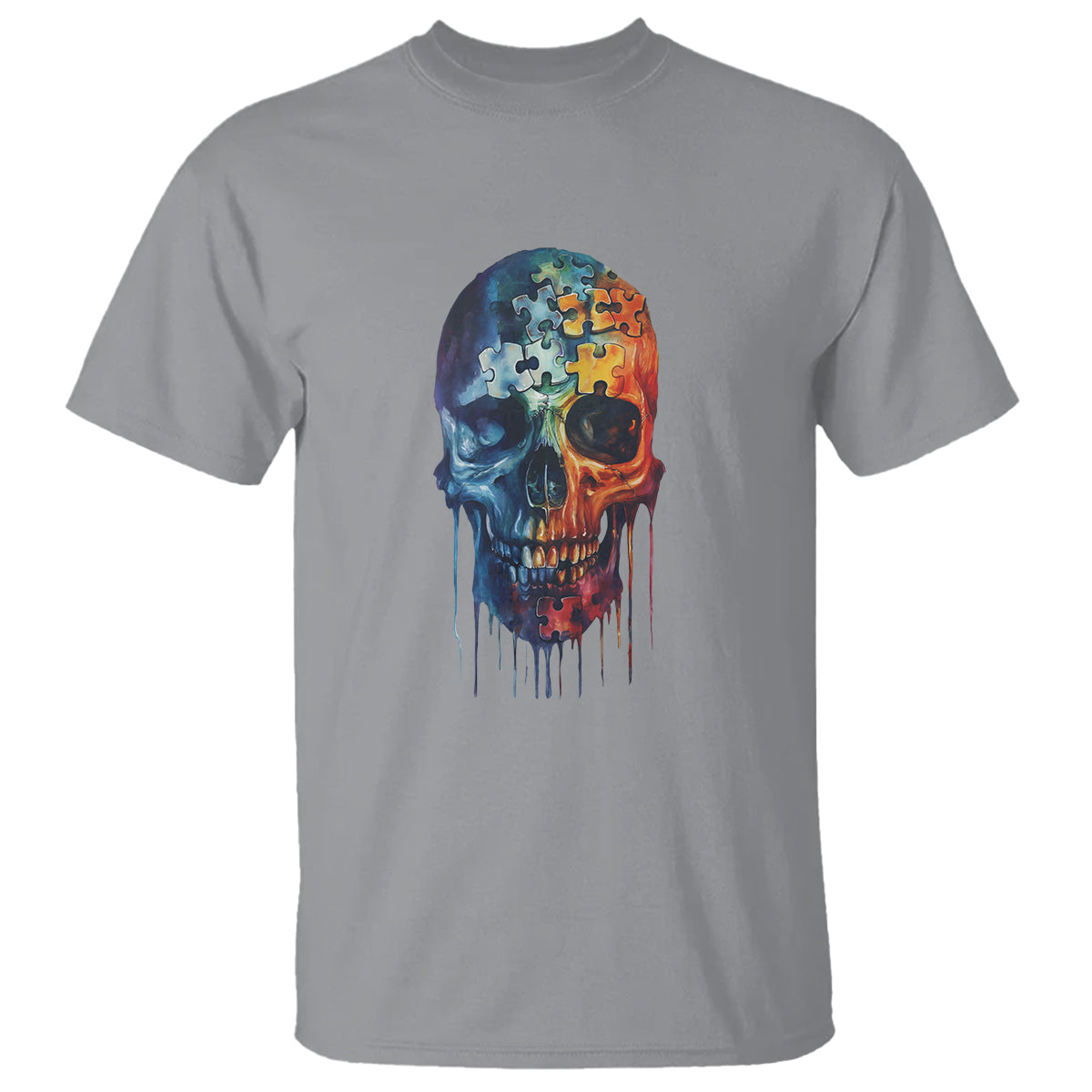 Autism Awareness Cool Puzzle Skull T Shirt - Wonder Print Shop