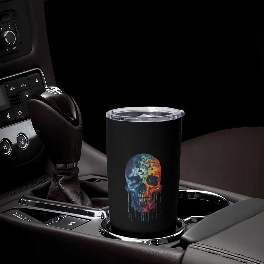 Autism Awareness Cool Puzzle Skull Tumbler Cup