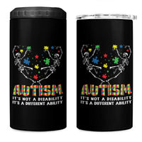 Autism Awareness 4 in 1 Can Cooler Tumbler Skeleton It's Not A Disability It's A Different Ability