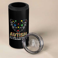 Autism Awareness 4 in 1 Can Cooler Tumbler Skeleton It's Not A Disability It's A Different Ability
