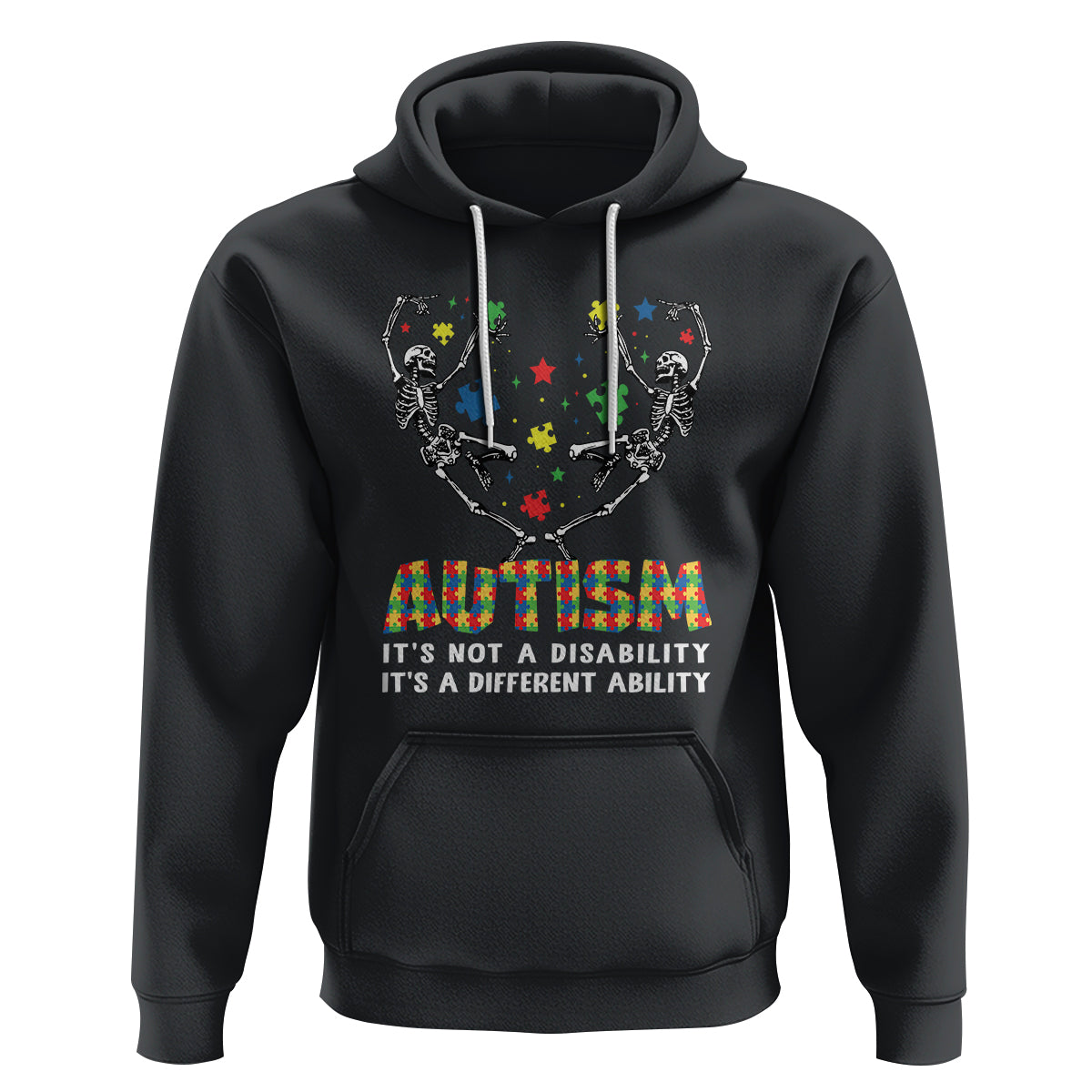 Autism Awareness Hoodie Skeleton It's Not A Disability It's A Different Ability - Wonder Print Shop