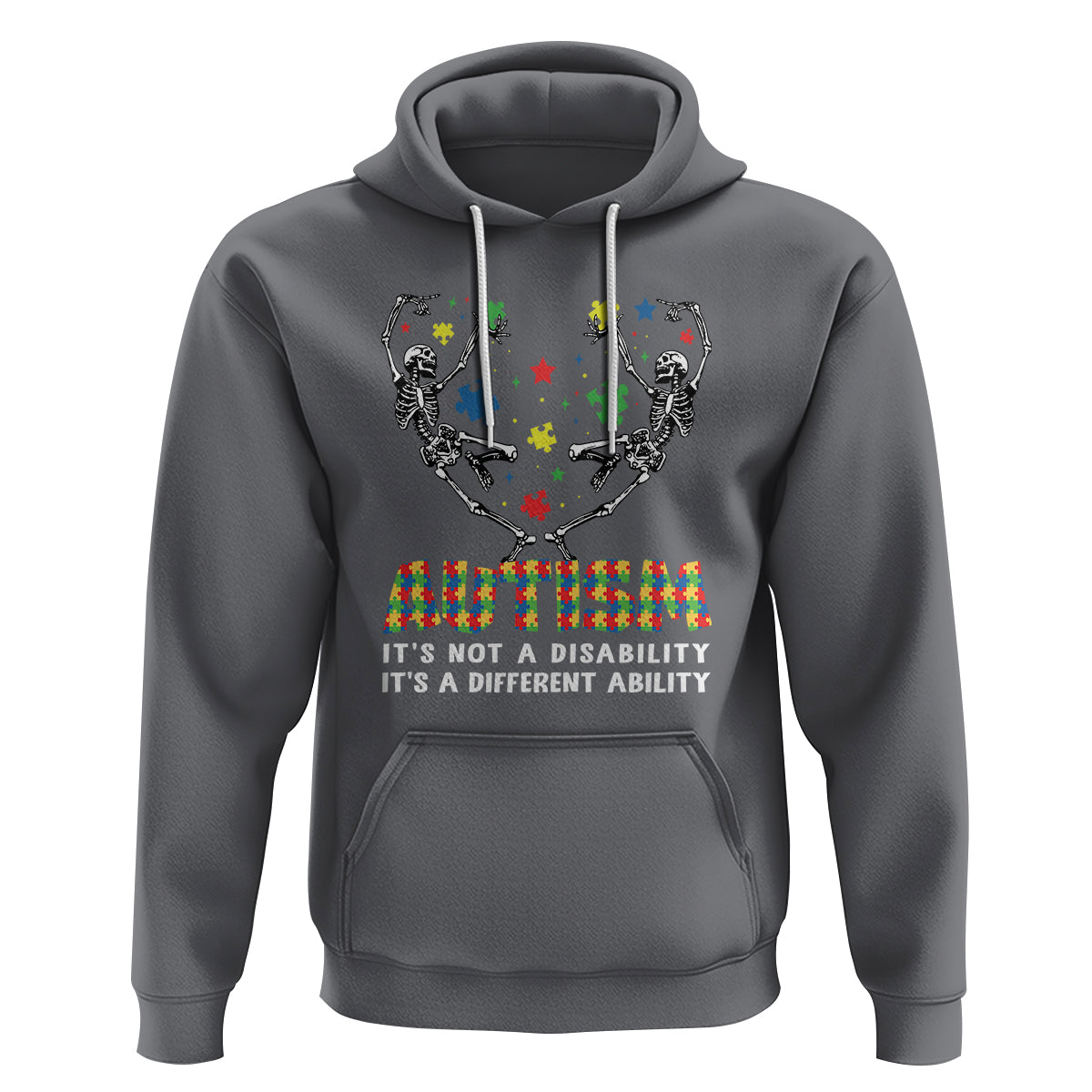 Autism Awareness Hoodie Skeleton It's Not A Disability It's A Different Ability - Wonder Print Shop