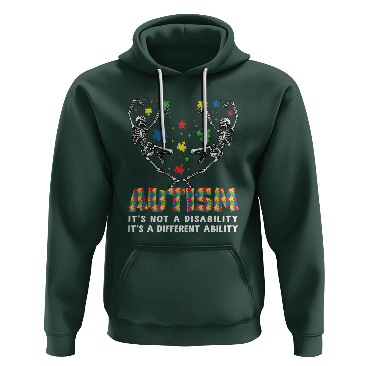 Autism Awareness Hoodie Skeleton It's Not A Disability It's A Different Ability - Wonder Print Shop