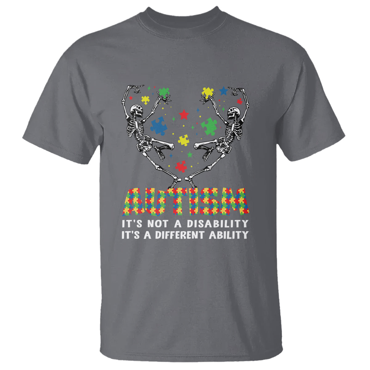 Autism Awareness T Shirt Skeleton It's Not A Disability It's A Different Ability - Wonder Print Shop