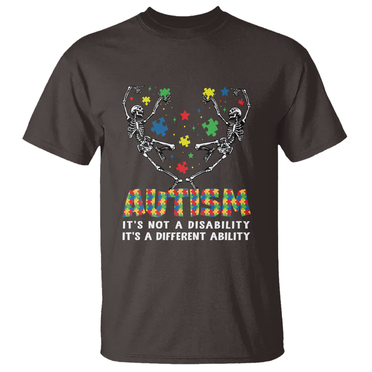 Autism Awareness T Shirt Skeleton It's Not A Disability It's A Different Ability - Wonder Print Shop