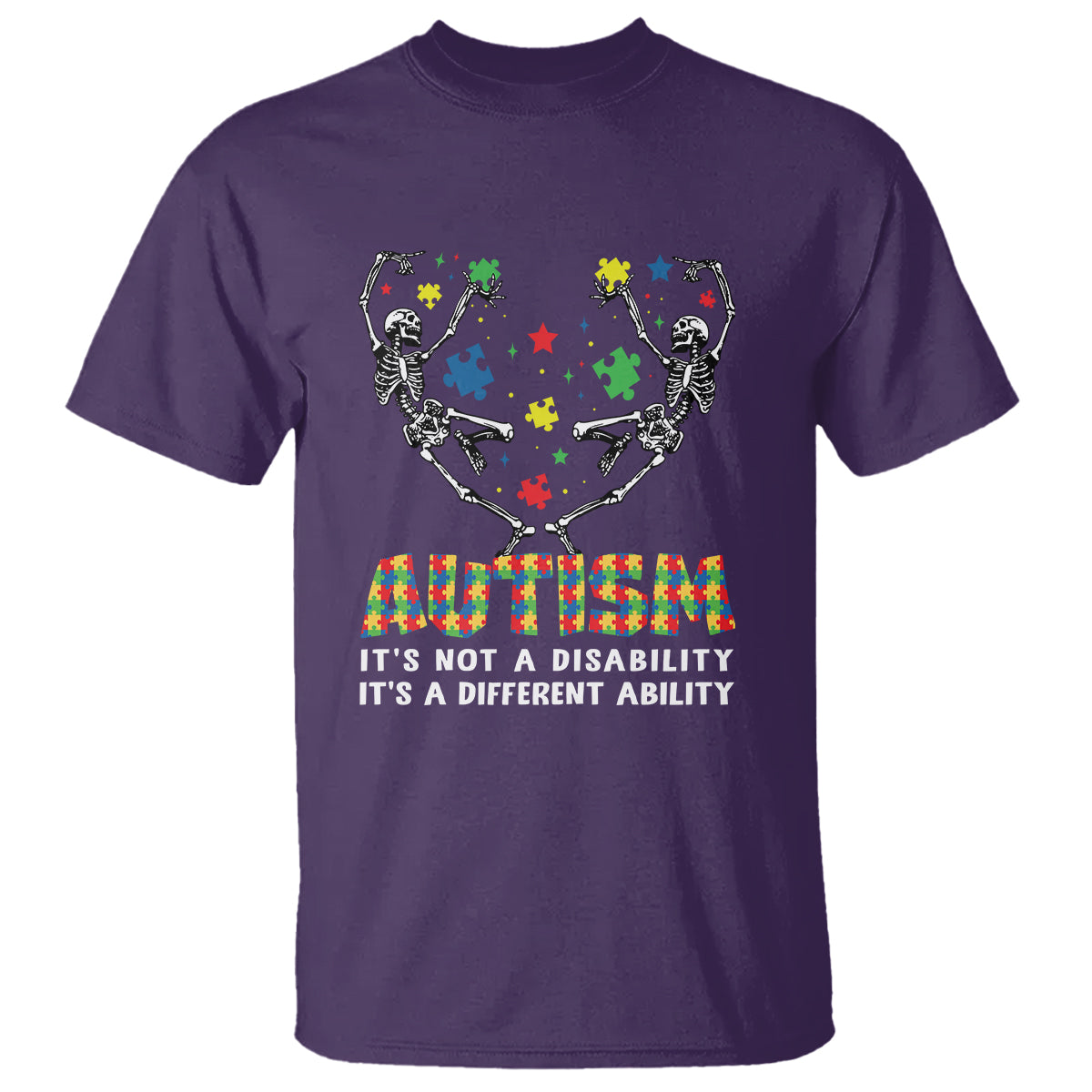 Autism Awareness T Shirt Skeleton It's Not A Disability It's A Different Ability - Wonder Print Shop